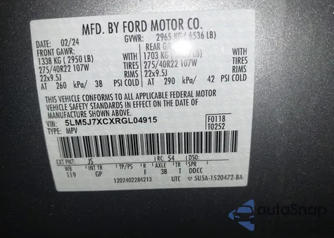 2024 Lincoln Aviator Reserve from USA, damaged, VIN 5LM5J7XCXRGL04915